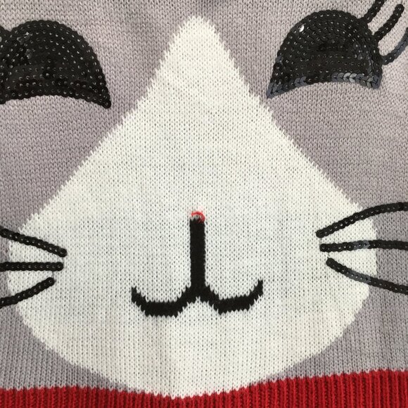 NWT EYESHADOW Meowy Catmas Cat Christmas Reindeer Antlers Applique Knit Overalls - Picture 16 of 16